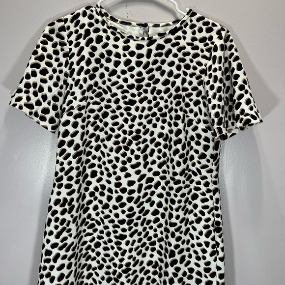 Ann Taylor Women’s Brown White Leopard Animal Print Short Sleeve T Shirt Dress - Picture 5 of 11